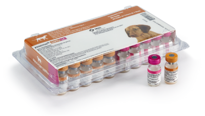 Vacuna para la prevención del virus del moquillo canino, hepatitis, parvovirus canino en perros sanos.