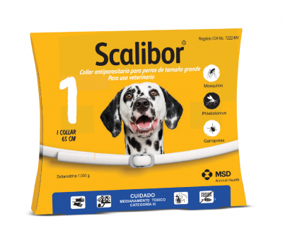 Collar antiparasitario para perros. Control de infestaciones por garrapatas y dípteros.​