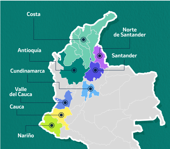 Zonas de riesgo de Salmonella Gallinarium en Colombia
